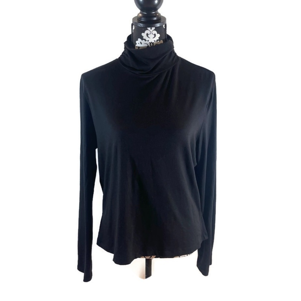 Black Long Sleeve Rouched Turtleneck